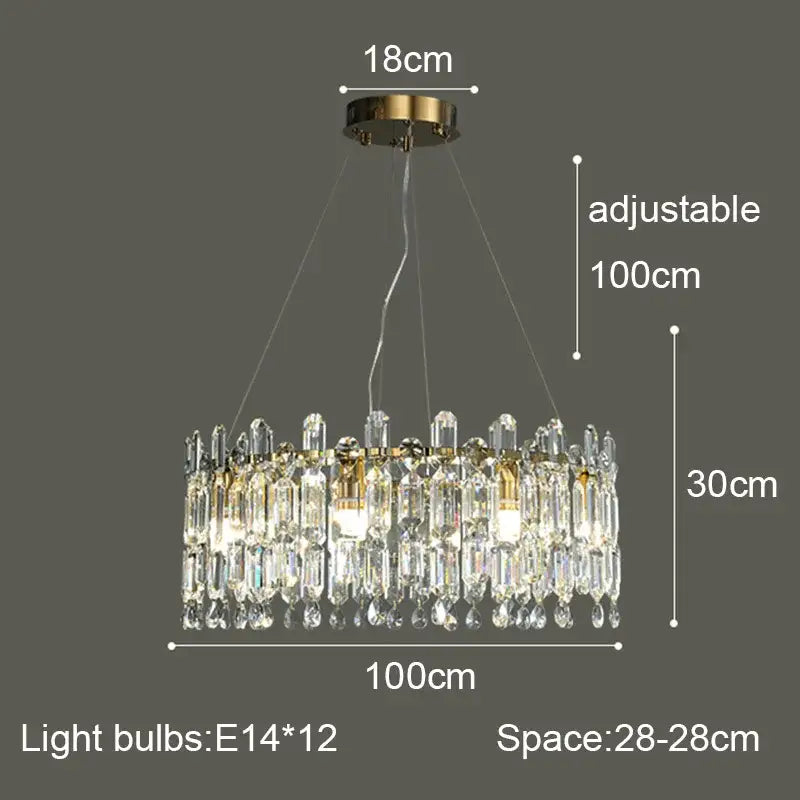 Postmodern gold crystal ceiling chandelier living room