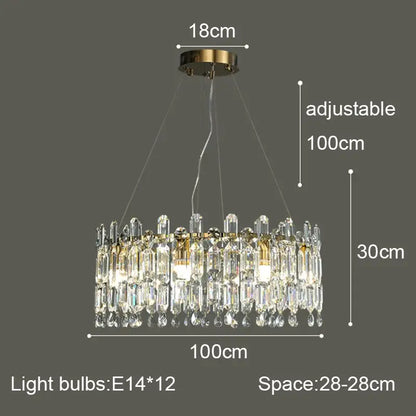 Postmodern gold crystal ceiling chandelier living room