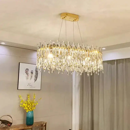 Postmodern gold crystal ceiling chandelier living room