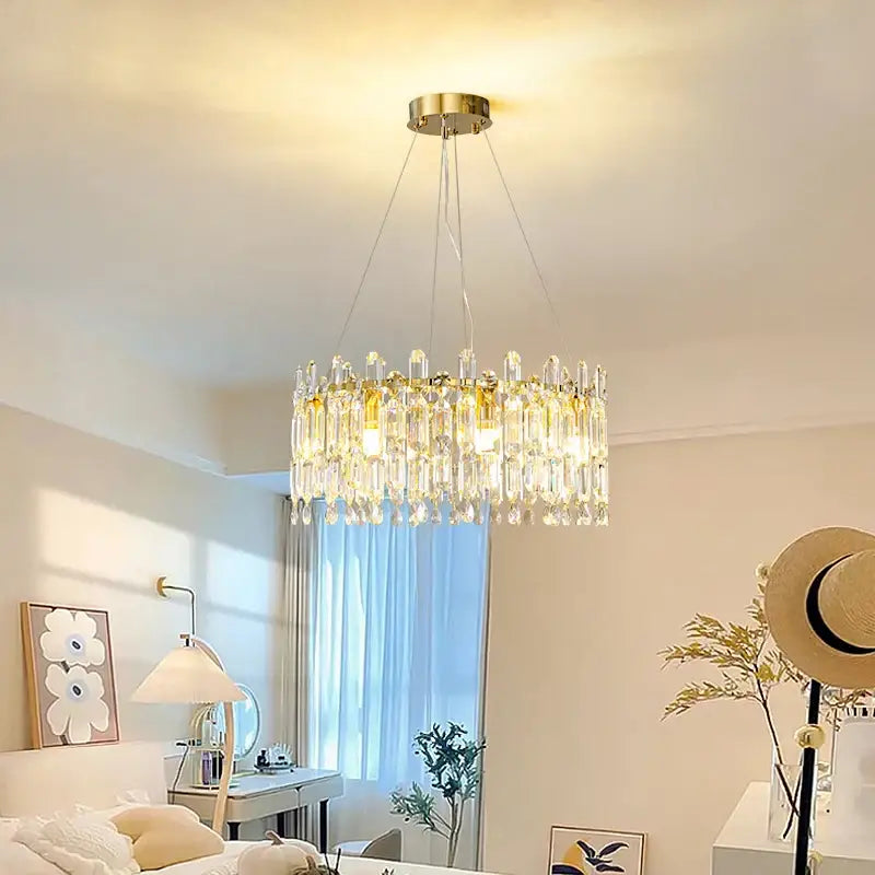 Postmodern gold crystal ceiling chandelier living room
