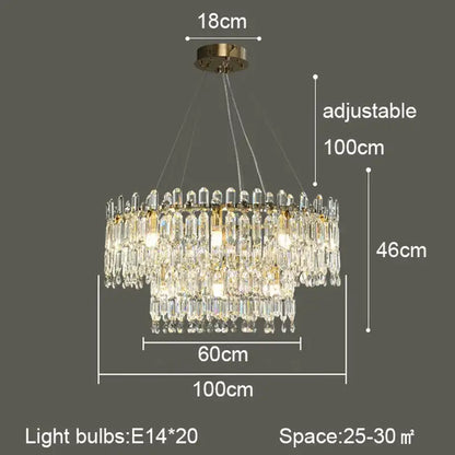 Postmodern gold crystal ceiling chandelier living room