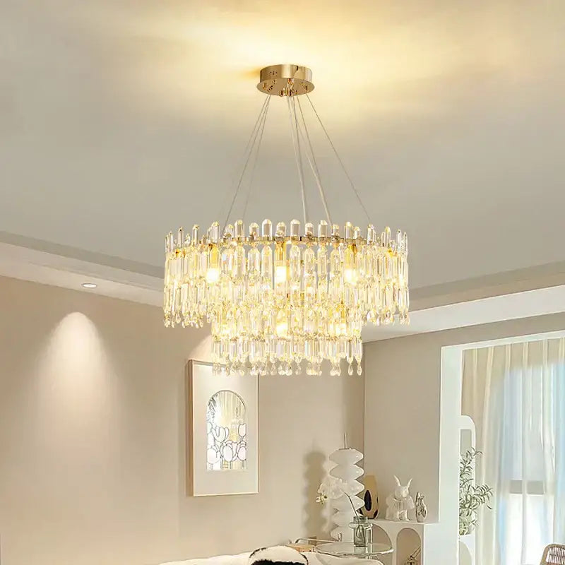 Postmodern gold crystal ceiling chandelier living room