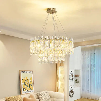 Postmodern gold crystal ceiling chandelier living room