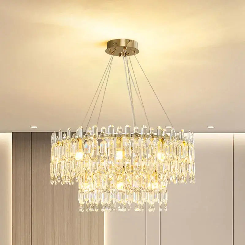 Postmodern gold crystal ceiling chandelier living room