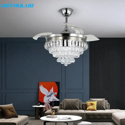 crystal ceiling fan with led light for living room