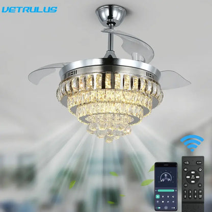crystal ceiling fan with led light for living room