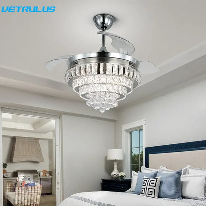 crystal ceiling fan with led light for living room