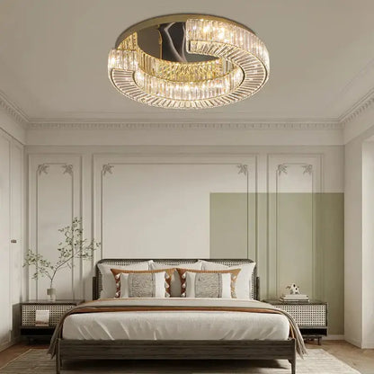 Luxury gold tiered crystal ceiling lamp living room chandelier