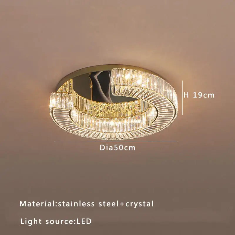 Luxury gold tiered crystal ceiling lamp living room chandelier