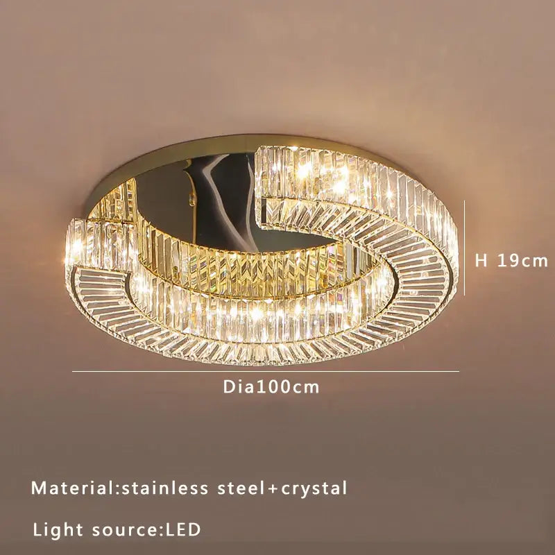 Luxury gold tiered crystal ceiling lamp living room chandelier