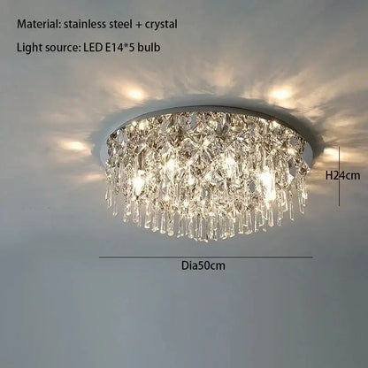Luxury modern black crystal ceiling lamp for living room indoor light