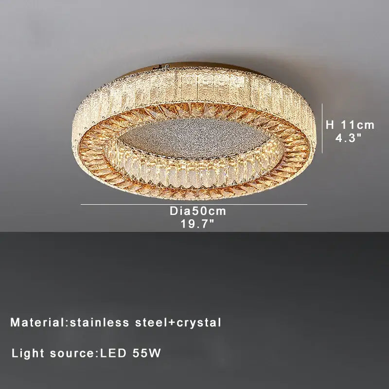 Luxury gold crystal ceiling lamp for living room