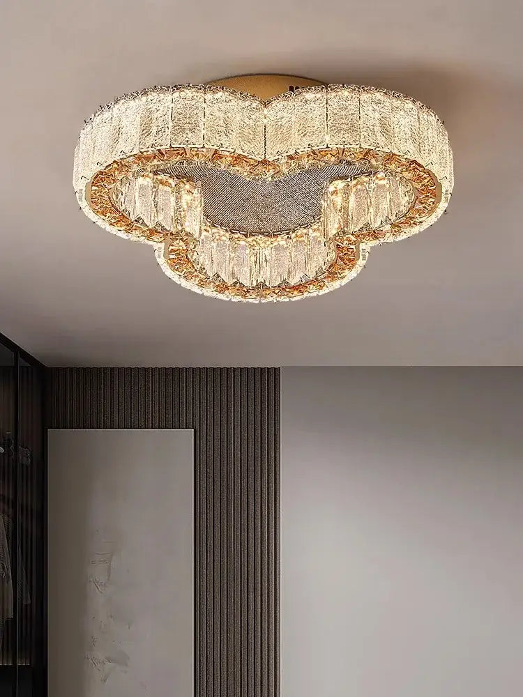 Luxury gold crystal ceiling lamp for living room