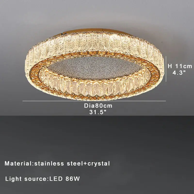 Luxury gold crystal ceiling lamp for living room