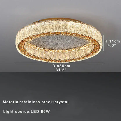 Luxury gold crystal ceiling lamp for living room