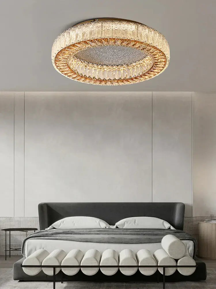 Luxury gold crystal ceiling lamp for living room