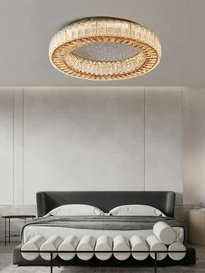 Luxury gold crystal ceiling lamp for living room