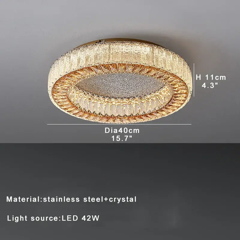 Luxury gold crystal ceiling lamp for living room