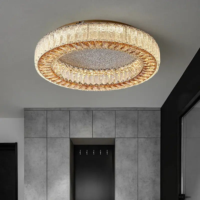Luxury gold crystal ceiling lamp for living room