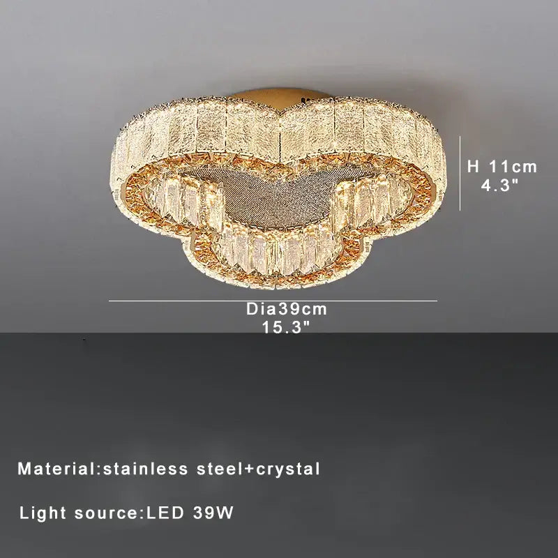 Luxury gold crystal ceiling lamp for living room