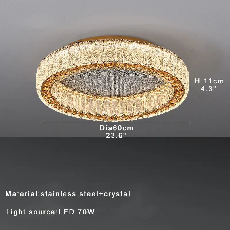 Luxury gold crystal ceiling lamp for living room