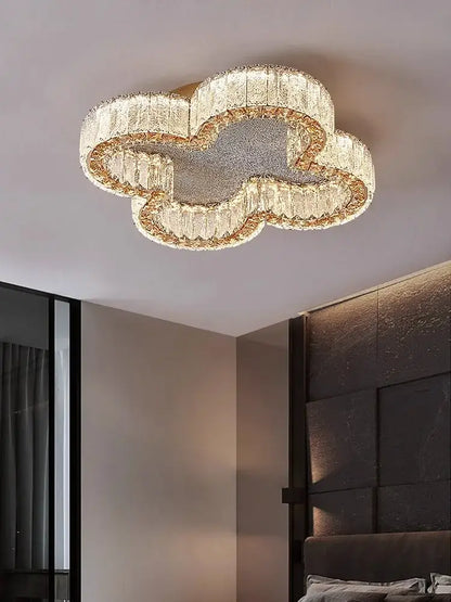 Luxury gold crystal ceiling lamp for living room