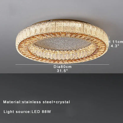 Luxury gold crystal ceiling lamp for living room