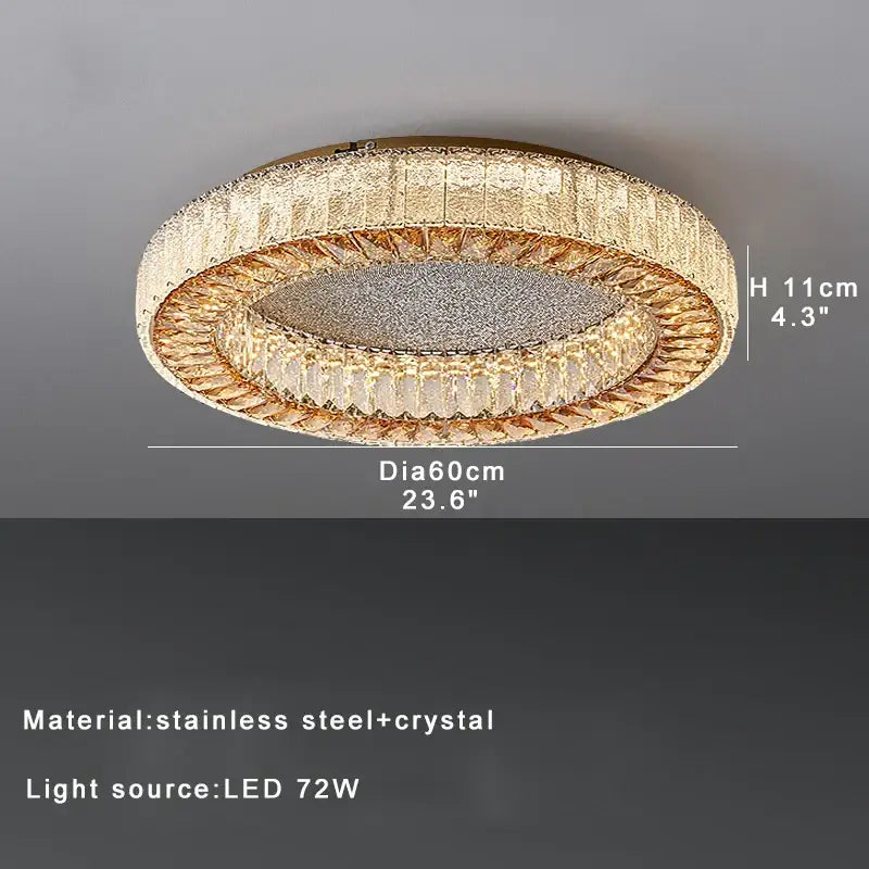 Luxury gold crystal ceiling lamp for living room