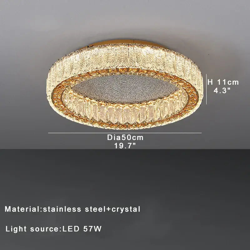Luxury gold crystal ceiling lamp for living room
