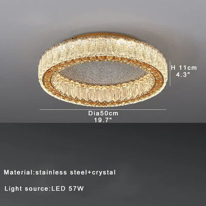 Luxury gold crystal ceiling lamp for living room