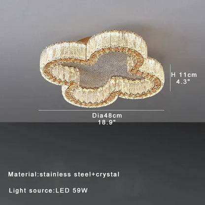 Luxury gold crystal ceiling lamp for living room