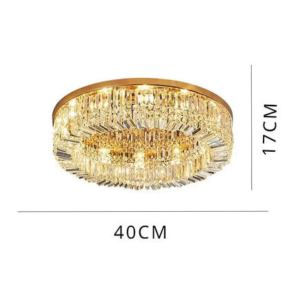 Modern double ring crystal ceiling lamp living room light