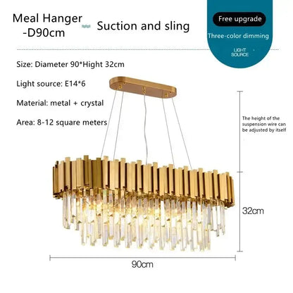 Modern luxury gold crystal ceiling lamp living room chandelier