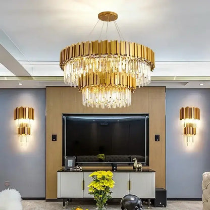Modern luxury gold crystal ceiling lamp living room chandelier