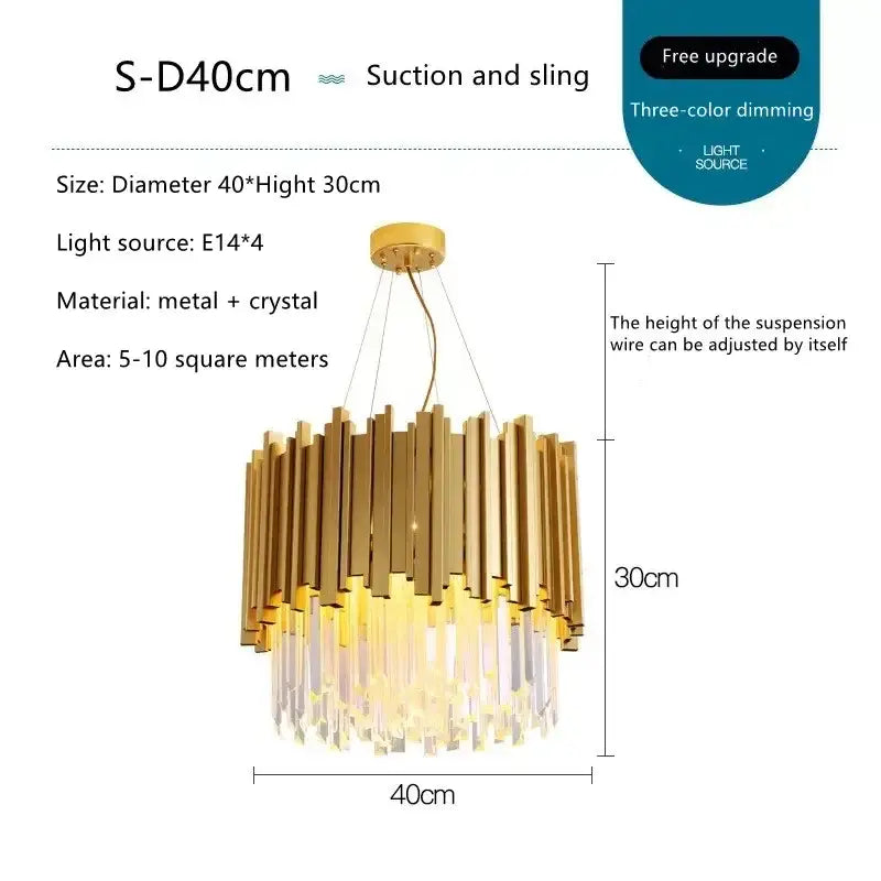 Modern luxury gold crystal ceiling lamp living room chandelier