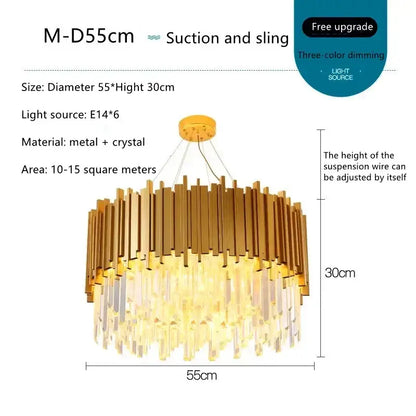 Modern luxury gold crystal ceiling lamp living room chandelier