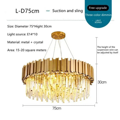 Modern luxury gold crystal ceiling lamp living room chandelier