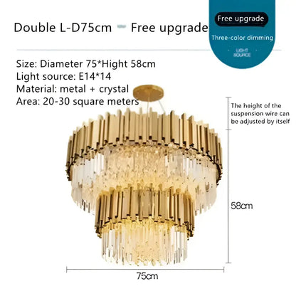 Modern luxury gold crystal ceiling lamp living room chandelier