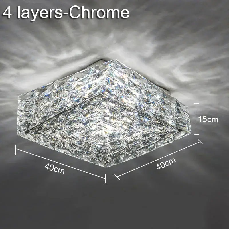 Modern geometric clear crystal ceiling lamp for living room