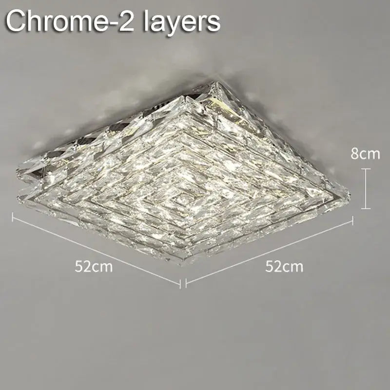 Modern geometric clear crystal ceiling lamp for living room