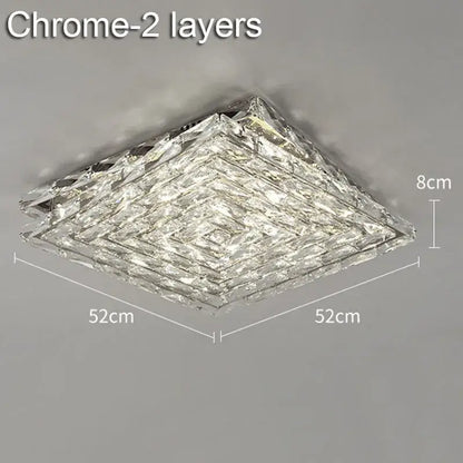Modern geometric clear crystal ceiling lamp for living room