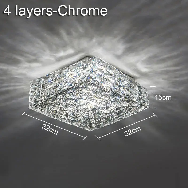 Modern geometric clear crystal ceiling lamp for living room