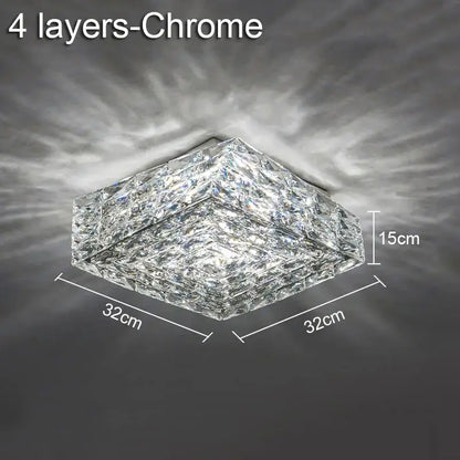 Modern geometric clear crystal ceiling lamp for living room