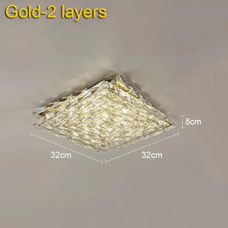 Modern geometric clear crystal ceiling lamp for living room