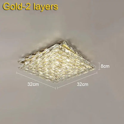 Modern geometric clear crystal ceiling lamp for living room