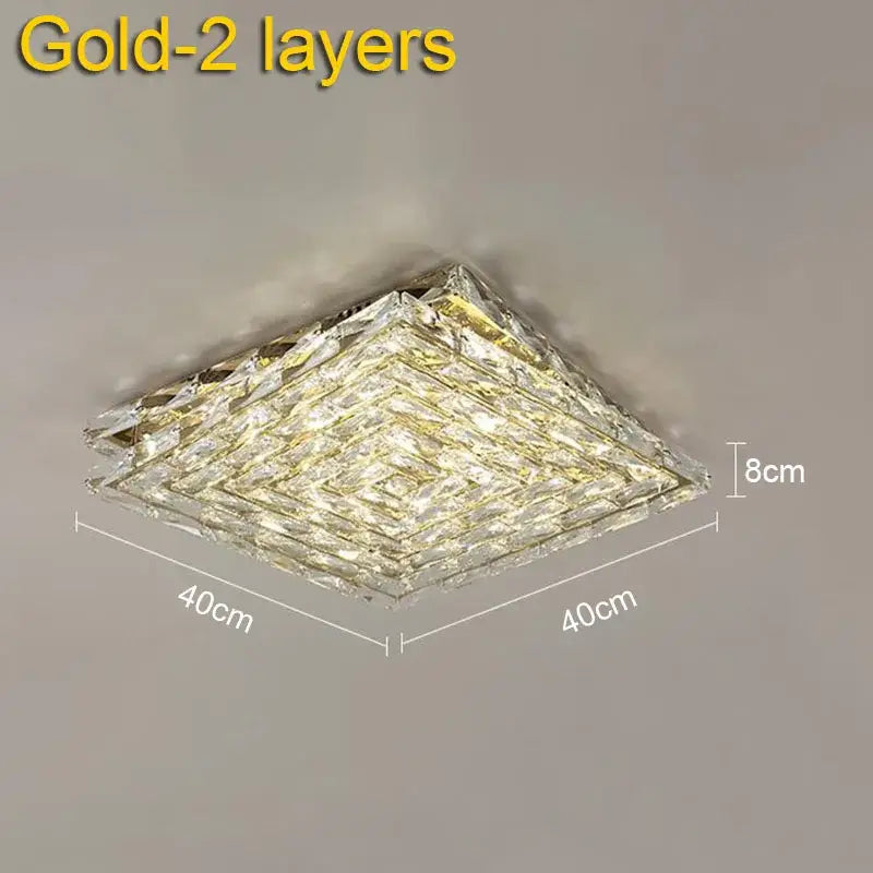 Modern geometric clear crystal ceiling lamp for living room
