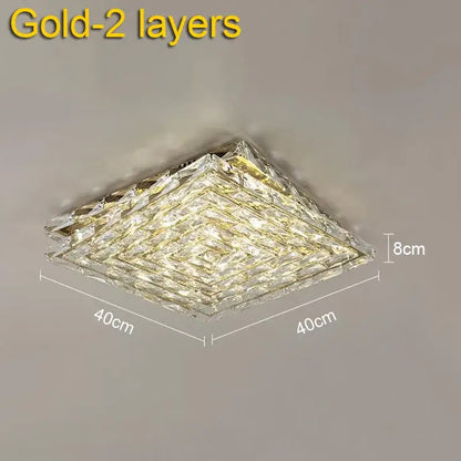 Modern geometric clear crystal ceiling lamp for living room
