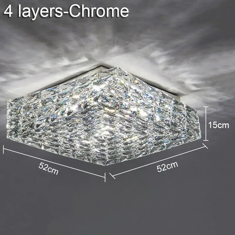 Modern geometric clear crystal ceiling lamp for living room