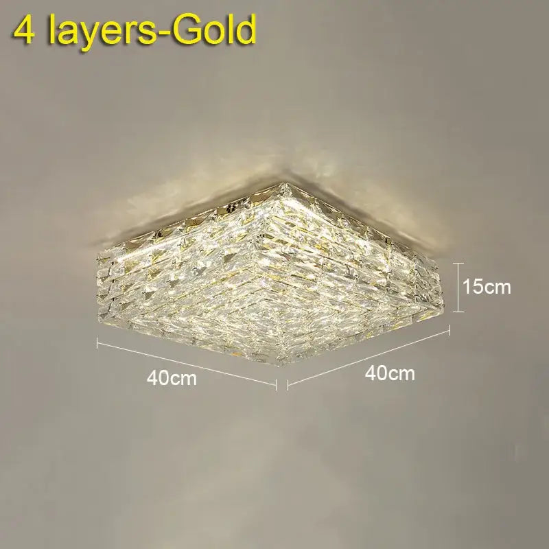 Modern geometric clear crystal ceiling lamp for living room