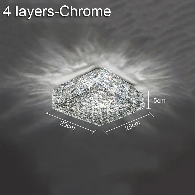 Modern geometric clear crystal ceiling lamp for living room